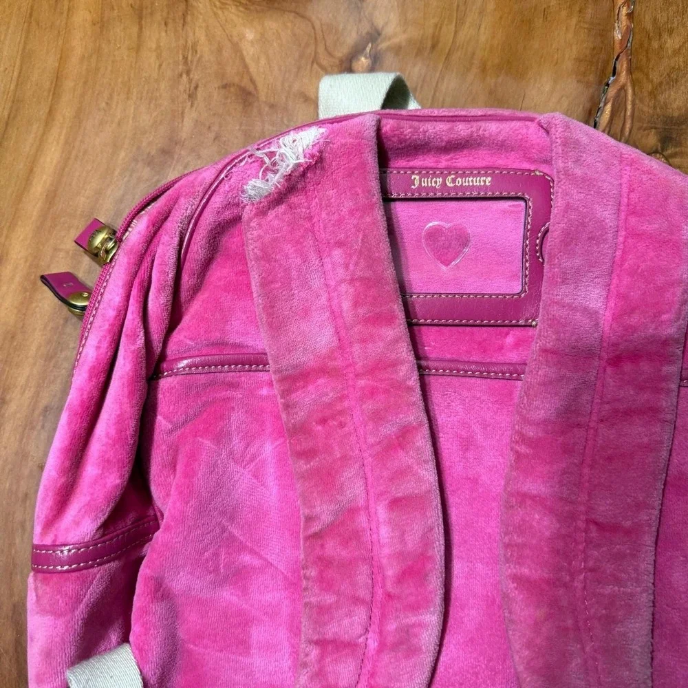 Vintage Y2K Velour Juicy Couture Backpack Bag Embroidered 2000's Velvet
